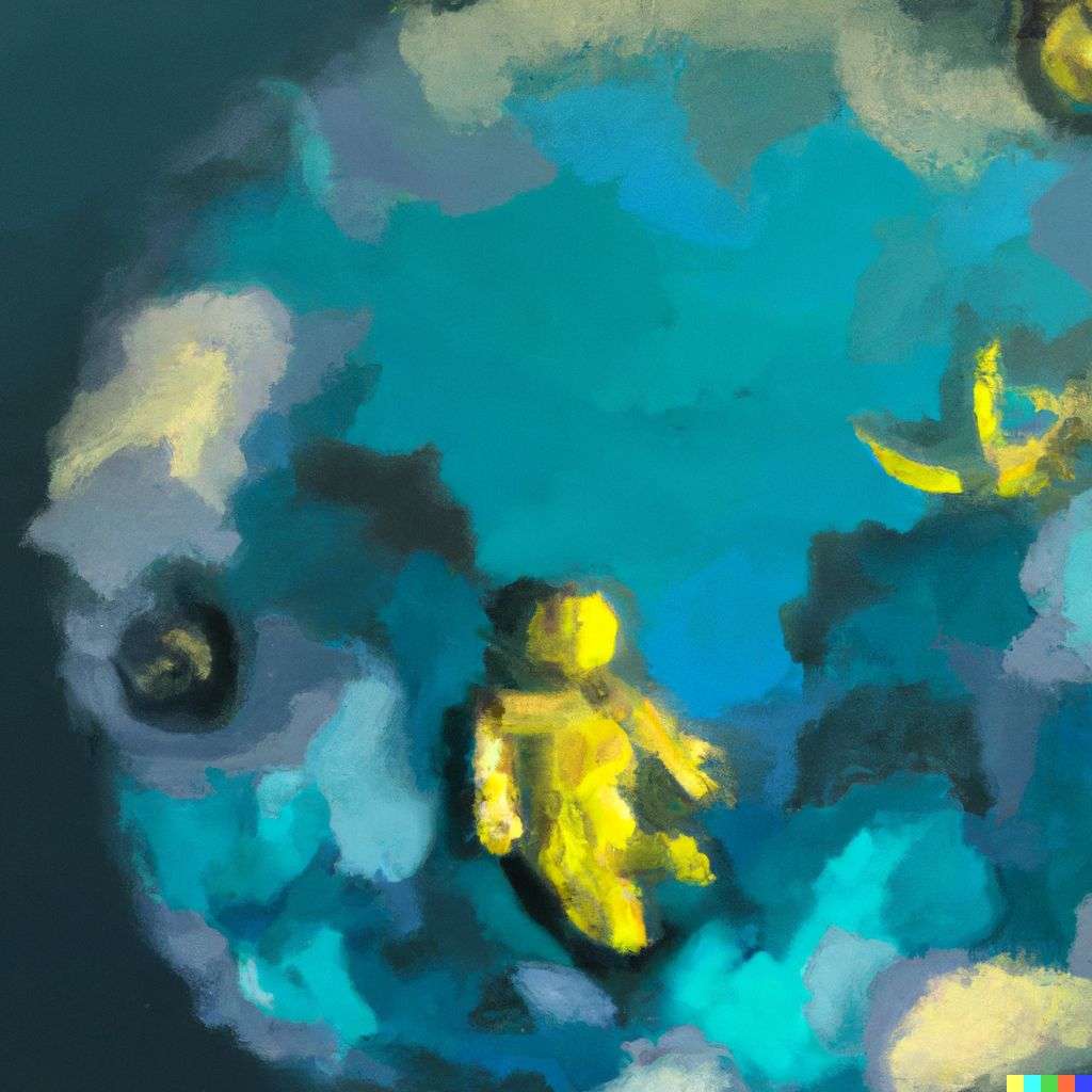 the discovery of gravity, painting, expressionism style